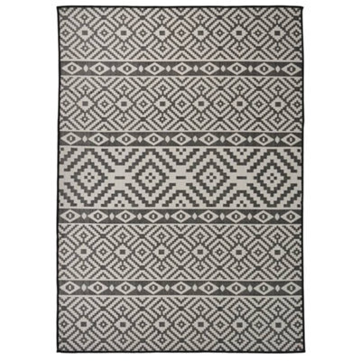 Berkfield Outdoor Flatweave Rug 120X170 Cm Black Stripes