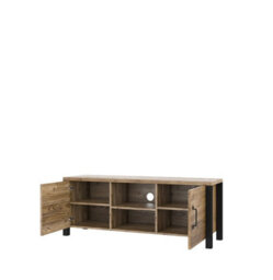 Arte Olin 41 Modern Tv Cabinet In Appenzeller Fichte Oak & Black Matt - W1470mm X H570mm X D430mm - thumbnail 2