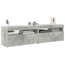 Berkfield Modern Tv Cabinets 2 Pcs With Led Lights Concrete Grey 75X35X40 Cm - thumbnail 6