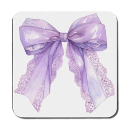 Benjamin Tate Design Placemat And Coaster Set Featuring Purple Bow Design, Designer Artwork On Wood Base, Limited Edition - thumbnail 3