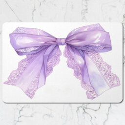 Benjamin Tate Design Placemat And Coaster Set Featuring Purple Bow Design, Designer Artwork On Wood Base, Limited Edition - thumbnail 2