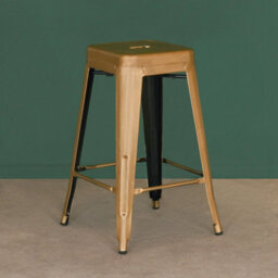 Medium65.5Cm Metal Bar Stool Brass Style Gold Industrial Breakfast Cafe Garden - thumbnail 1