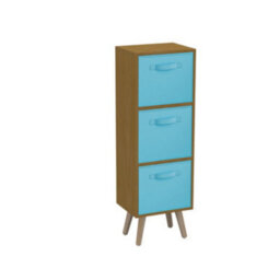 Urbn-Living Beech 3-Tier 3-Drawer Cube Shelving Unit With Scandinavian Legs - thumbnail 2