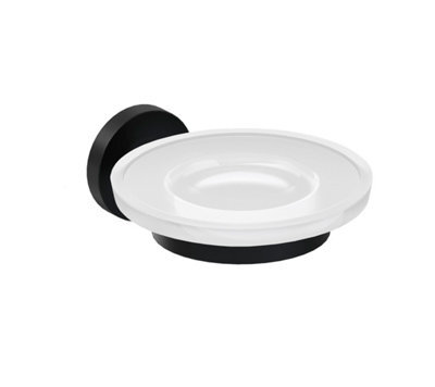Cosmic Soap Dish, Wall-Mounted, Glass And Metal, Matt Black, Anti-Corrosion, Start Collection - image 1