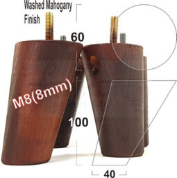 L&F Wood Legs 100mm High Mahogany Washed Set Of 4 Replacement Furniture Feet Settee Chairs Sofas Footstools M8 - thumbnail 1