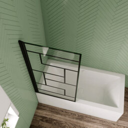 AVER-GROWTH 800X1400mm Matt Black Pivot Bath Shower Screen 6mm Safety Glass Bathroom - thumbnail 4