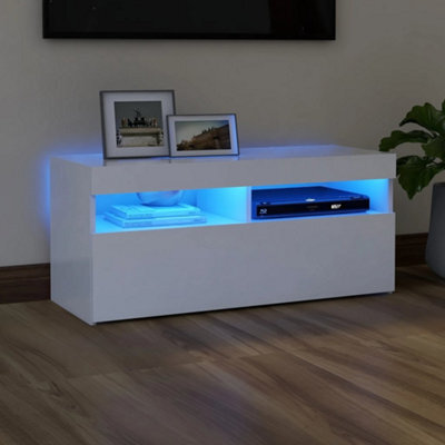 Vidaxl Tv Cabinet With Led Lights White 90X35X40 Cm - image 1