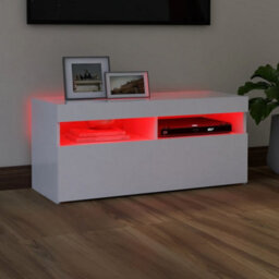 Vidaxl Tv Cabinet With Led Lights White 90X35X40 Cm - thumbnail 5