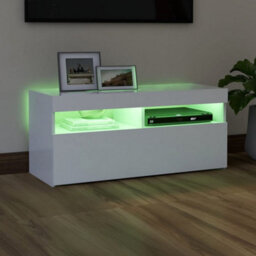 Vidaxl Tv Cabinet With Led Lights White 90X35X40 Cm - thumbnail 4