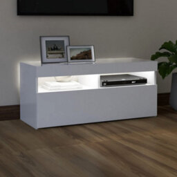 Vidaxl Tv Cabinet With Led Lights White 90X35X40 Cm - thumbnail 3