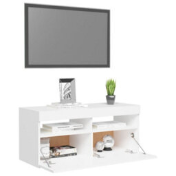 Vidaxl Tv Cabinet With Led Lights White 90X35X40 Cm - thumbnail 6