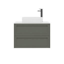 Royal Bathrooms Royal Bathroom Elmore 800mm Matt Green Wall Mounted Bathroom Vanity Unit 2 Drawer Plain White Worktop With Lyon Basin - thumbnail 7
