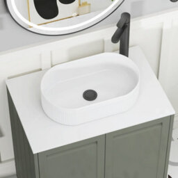 Royal Bathrooms Royal Bathroom Elmore 800mm Matt Green Wall Mounted Bathroom Vanity Unit 2 Drawer Plain White Worktop With Lyon Basin - thumbnail 4