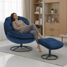 Velvet Emerald Green Azura Swivel Accent Chair With Footstool - thumbnail 9