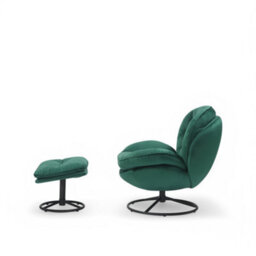 Velvet Emerald Green Azura Swivel Accent Chair With Footstool - thumbnail 5
