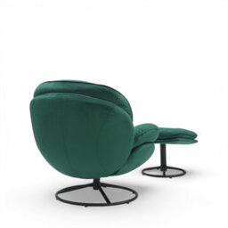 Velvet Emerald Green Azura Swivel Accent Chair With Footstool - thumbnail 7