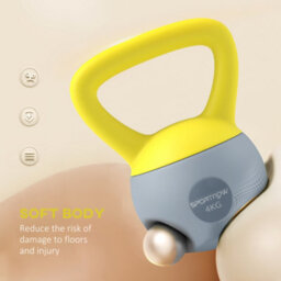 Sportnow 4Kg Kettlebell With Soft Body And Non-Slip Handle, Yellow And Grey - thumbnail 4