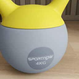 Sportnow 4Kg Kettlebell With Soft Body And Non-Slip Handle, Yellow And Grey - thumbnail 9
