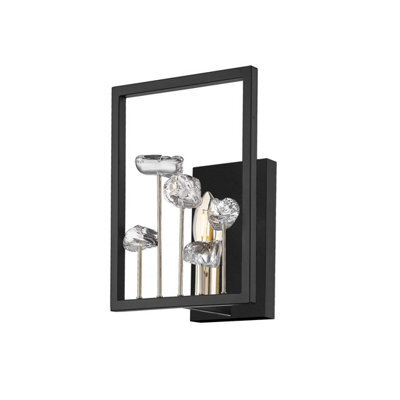 Luminosa Lighting Luminosa Caroline Wall Lamp, Matt Black, French Gold, 1X E14