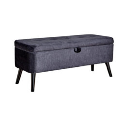 Home Source Carson Buttoned Top Black Velvet Storage Box Ottoman With Legs - thumbnail 9
