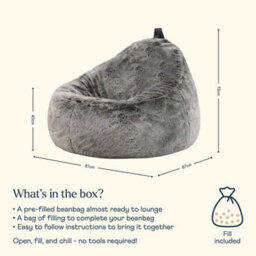 icon Cocoon Faux Fur Bean Bag Arctic Wolf Grey Bean Bag Chairs - thumbnail 6