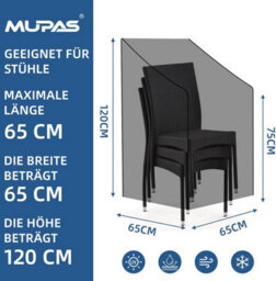 Waterproof Oxford Fabric Garden Chair Cover - For Stackable Chairs Furniture 65 X 75 120 Cm - thumbnail 2