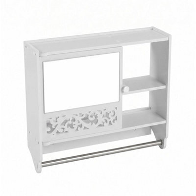 Wall Mounted Mirrored Bathroom Cabinet, Over Sink Storage Unit With Towel Bar - image 1