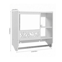 Wall Mounted Mirrored Bathroom Cabinet, Over Sink Storage Unit With Towel Bar - thumbnail 2