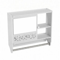 Wall Mounted Mirrored Bathroom Cabinet, Over Sink Storage Unit With Towel Bar - thumbnail 1