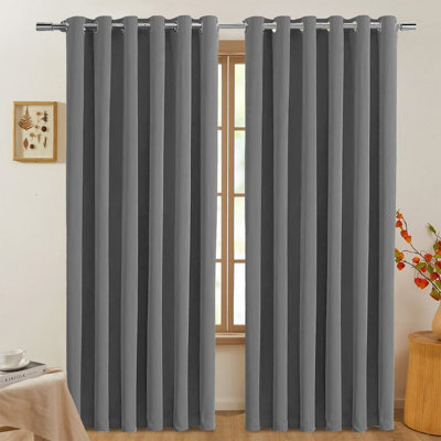 Imperial Rooms Blackout Curtain-Thermal Ready Made Eyelet Curtain (2 Panel) For Living Room Curtain Dark Grey, (W)2.28Mx(L)1.83M - image 1