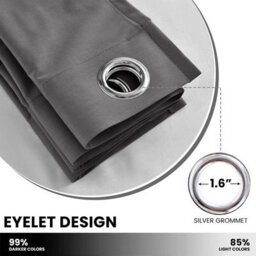 Imperial Rooms Blackout Curtain-Thermal Ready Made Eyelet Curtain (2 Panel) For Living Room Curtain Dark Grey, (W)2.28Mx(L)1.83M - thumbnail 4