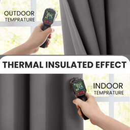 Imperial Rooms Blackout Curtain-Thermal Ready Made Eyelet Curtain (2 Panel) For Living Room Curtain Dark Grey, (W)2.28Mx(L)1.83M - thumbnail 2