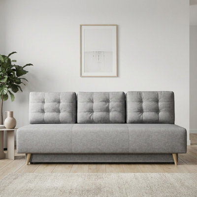 Bella Upholstered Sofa Bed With Polyurethane Foam And Bonell Springs Wooden Frame Storage Sleep Area 200X142 Light Grey - image 1