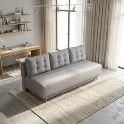 Bella Upholstered Sofa Bed With Polyurethane Foam And Bonell Springs Wooden Frame Storage Sleep Area 200X142 Light Grey - thumbnail 3
