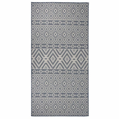 Berkfield Outdoor Flatweave Rug 100X200 Cm Blue Stripes