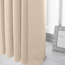Aspire Homeware Cream Plain Blackout Curtain Room Darkening Pencil Pleat Curtain Pair (W)168Cm X (D)137Cm With Tie Back Pair - thumbnail 8