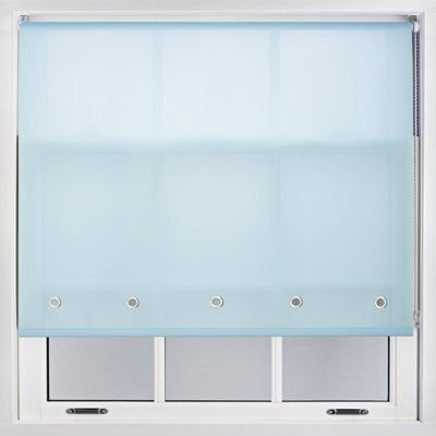 Furnished Daylight Roller Blind With Round Eyelets - Duck Egg Blue Trimmable, 155Cm X 210Cm - image 1