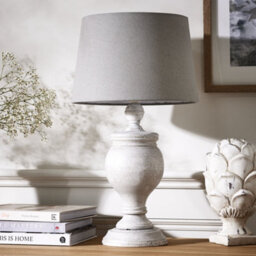 Dibor French Country Table Lamp E27 Brushed Wood Urn Vase Pillar Desk Lamp With Linen Shade Bedside Table Lamp - thumbnail 3