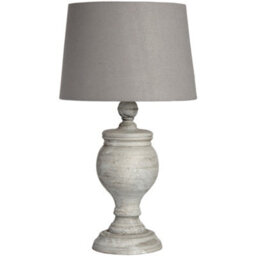 Dibor French Country Table Lamp E27 Brushed Wood Urn Vase Pillar Desk Lamp With Linen Shade Bedside Table Lamp - thumbnail 2