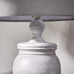 Dibor French Country Table Lamp E27 Brushed Wood Urn Vase Pillar Desk Lamp With Linen Shade Bedside Table Lamp - thumbnail 4