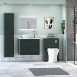 Royal Bathrooms Avenza 600mm Deep Moss Green Wall Hung Bathroom Countertop Vanity Unit 2 Drawer With Milan Basin - thumbnail 4