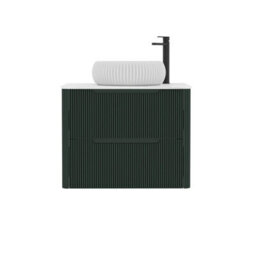 Royal Bathrooms Avenza 600mm Deep Moss Green Wall Hung Bathroom Countertop Vanity Unit 2 Drawer With Milan Basin - thumbnail 6
