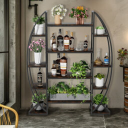 Fativo 1Pcs L125X W30X H177Cm Vintage Industrial Bookcase Tall Display Storage Shelving Unit Furniture Stand - thumbnail 6