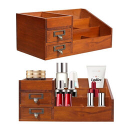 Vintage Cosmetic Storage Box Organizer Desktop Drawer Container Dressing Table - thumbnail 4