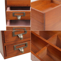Vintage Cosmetic Storage Box Organizer Desktop Drawer Container Dressing Table - thumbnail 5