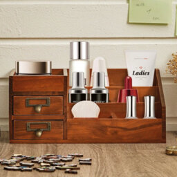 Vintage Cosmetic Storage Box Organizer Desktop Drawer Container Dressing Table - thumbnail 6