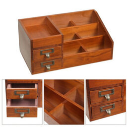 Vintage Cosmetic Storage Box Organizer Desktop Drawer Container Dressing Table - thumbnail 3