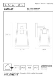 Lucide Large Matslot Outdoor Hanging Lantern Wall Light 246 mm - thumbnail 9