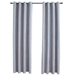 Berkfield Elegant Blackout Curtains With Metal Rings 2 Pcs Grey 140X245 Cm