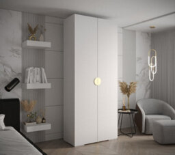 Arte Elegant White Inova 4 Hinged Door Wardrobe W1000mm H2370mm D470mm - Versatile Storage With Gold Handles - thumbnail 2